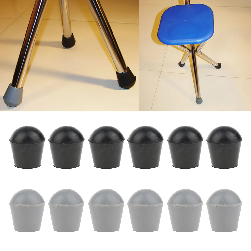 

12pcs Universal Anti Slip Rubber Leg Tips For Cane Walking Stick Crutches Chair Trekking Poles 3/4 Inch Black Gray