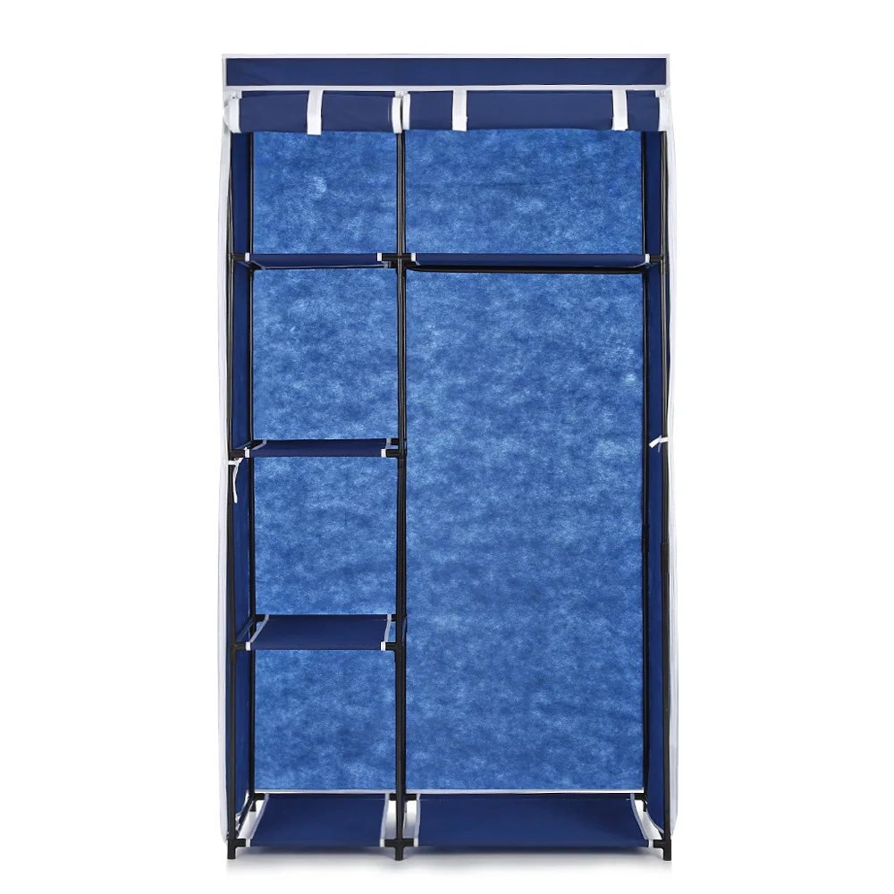 ONVAYA/® Fabric Wardrobe Black Black - Paris Motif Fabric Wardrobe with Clothes Rail Folding Wardrobe with London or Paris Motif