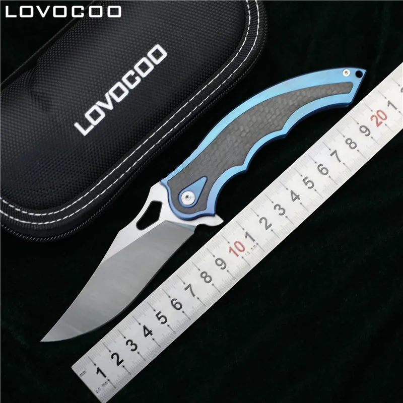 Pаспродажа LOVOCOO крыло коготь Флиппер складной нож M390 лезвие CF Титан ручка Отдых Охота Открытый выживания Карманные Ножи edc инструменты