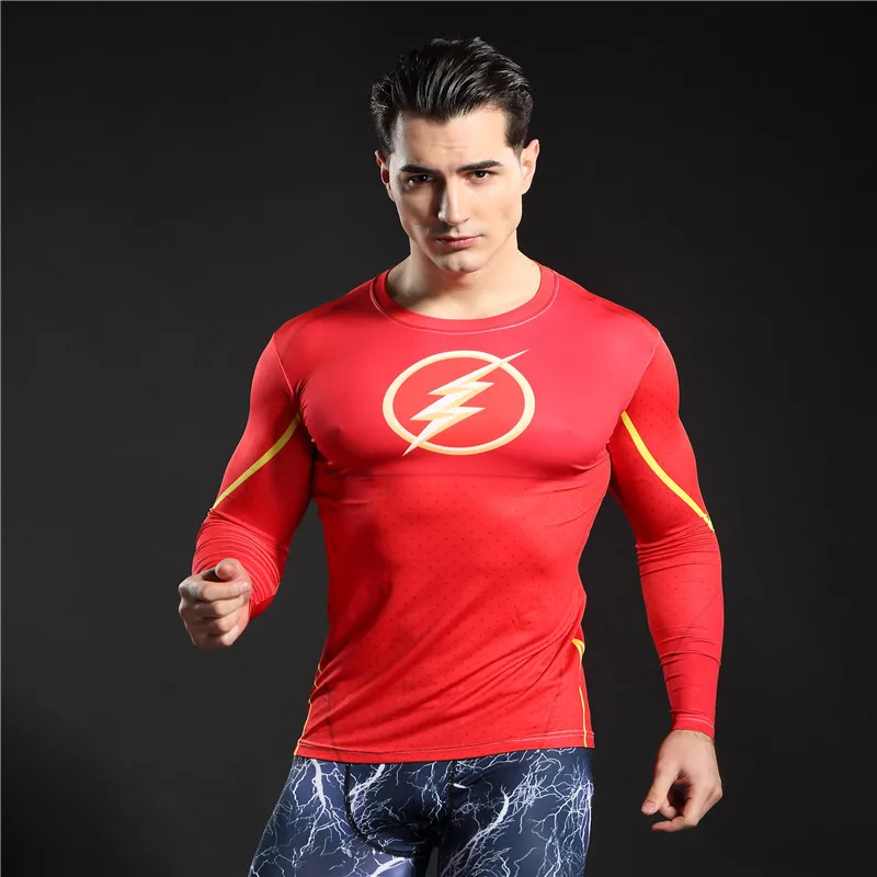 

2017 Brand Men Compression Shirt Flash Deadpool 3D T Shirt Bodybuilding Tights long Sleeve Fitness Crossfit Shirt Elastic Tops 2