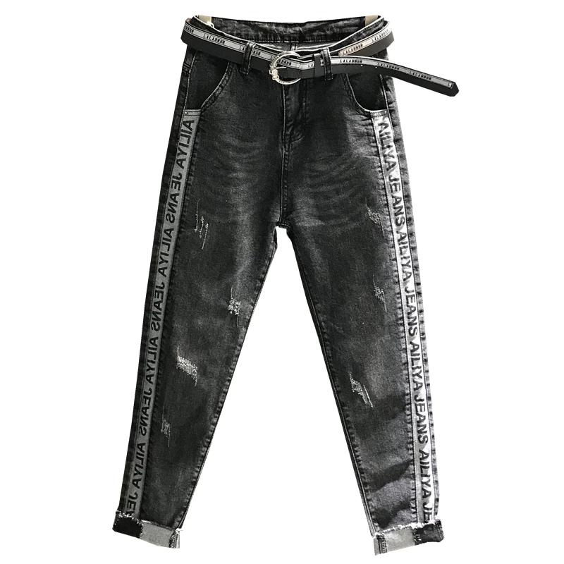 

Autumn new fashion letters side hole Harlan jeans fashion loose cross jeans plus size 26-31