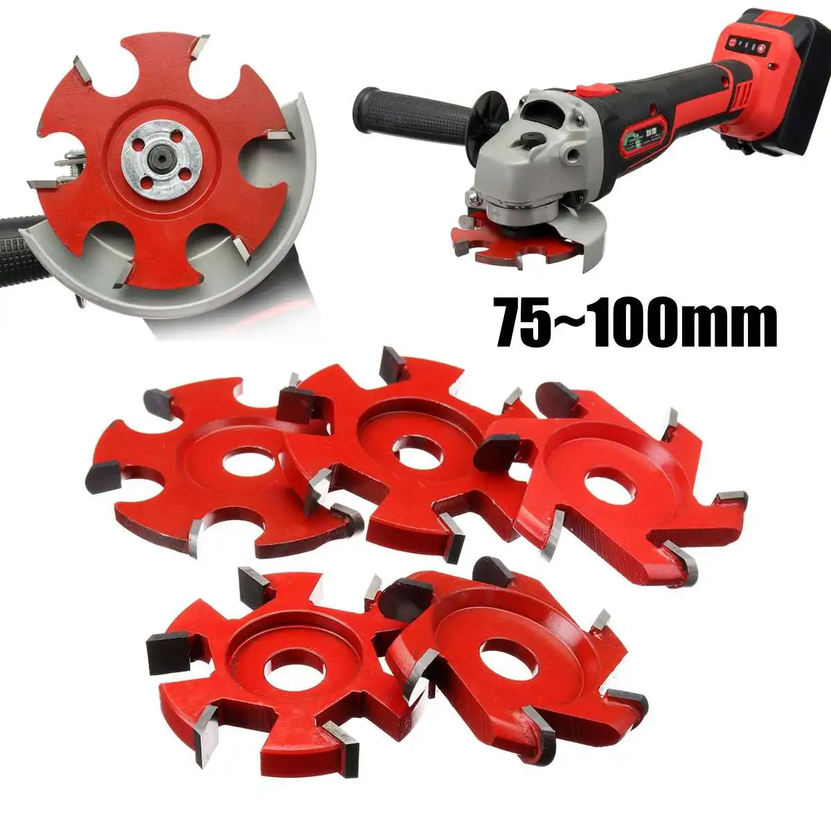 

Red 75~100mm Right Angle/Fillet Disc Hexagonal Blade tea tray Blade For 16mm Aperture Angle Grinder,Wood carving Grinder Blade