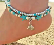 Boho cheville Bracelet ton argent femmes mode perlé réglable brillant mode confortable plage cheville(China)