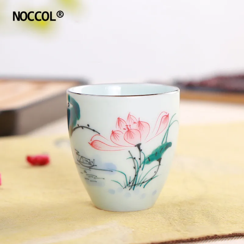 

NOCCOL Creative Print Flower Ceramic Tea Cup New Arrivel Novelty Creativo Pottery Thermo Mug Funny 10 Chinese Styles Tea Cup