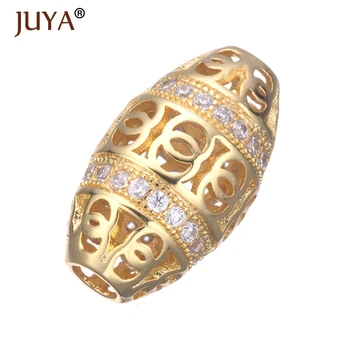 

Supplies For Jewelry Hollow Oval Bead Copper CZ Beads Fit Original Bracelet Necklace Jewellery Making DIY Accessories Findings