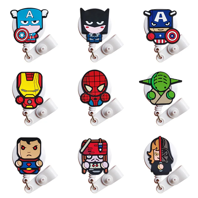 

2019 New Cute Hero Nurse Cartoon Pvc Id Card Holder Retractable Id Badge Holder Mini Badge Reel Badge Clip Retractable for Work