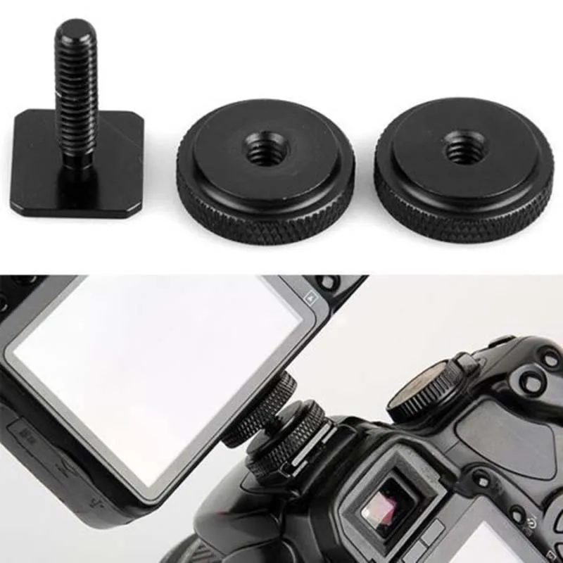 Prolonged Black 3/8" Tripod Mount Screw to Flash Shoe Adapter Camera
