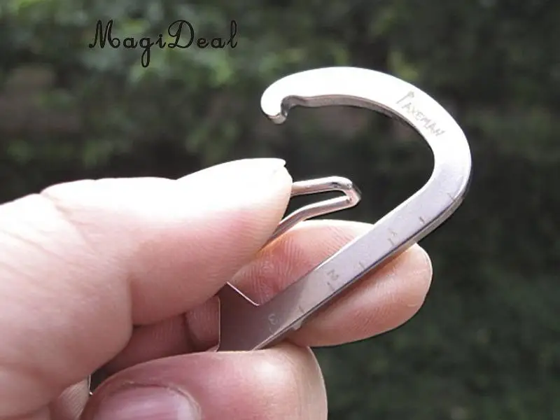 MagiDeal Multifunctional Stainless Steel Carabiner Hook Clasp Buckle w/ Scale Camping Hiking Climbing Keychain Aid Acce Silver