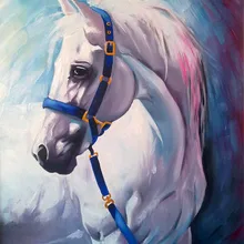 Белая лошадь Искусство Ручная роспись креативная цифровая самодельная картина маслом живопись по номерам 24 цвета пигментная кисть