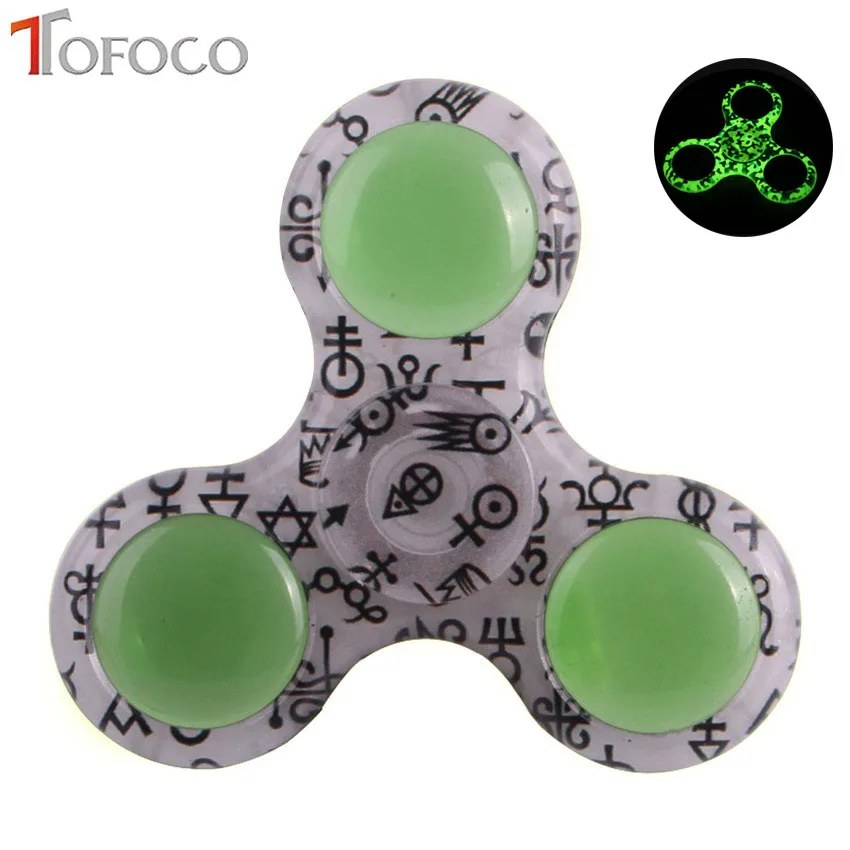 Fidget TOFOCO Tri Girador Girador Girador Mão Figet Brilham No Escuro Brinquedo Cubo Spynner EDC Anti Aliviar O Stress Spiner