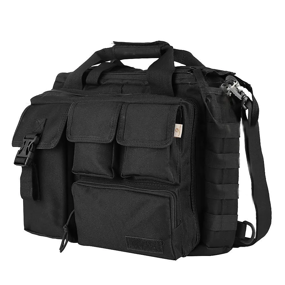 Pro-многофункциональная Мужская Военная нейлоновая сумка через плечо портфель достаточно большой для 1" ноутбука - Цвет: Black
