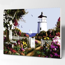 Безрамная картинная замок, домик DIY картина по номерам современный настенный Декор для дома живопись маслом на холсте для домашнего декора