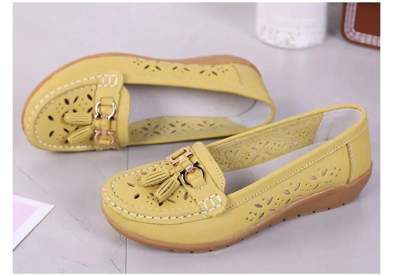 Casual shoes flats female fashion women summer genuine leather slip on women shoes loafers solid comfortable shoes woman