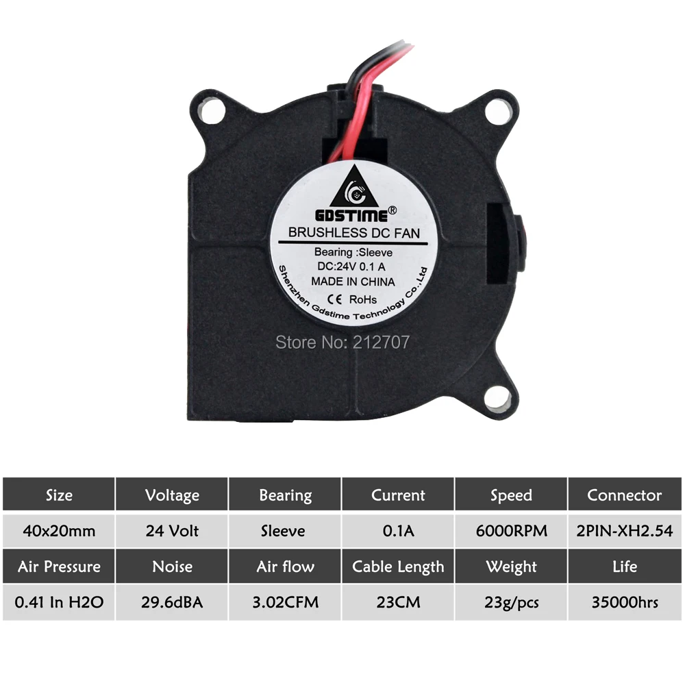 24V GDSTIME 40mm x 20mm Blower Fan Computer Centrifugal Cooling Fan 40x20mm 2pin