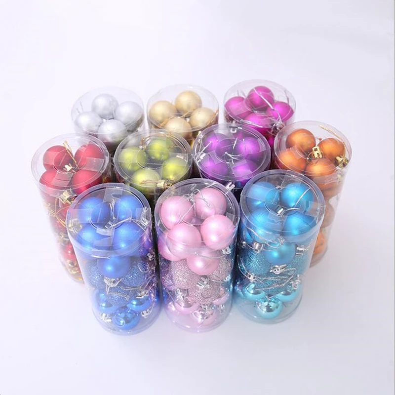 

3cm 24pcs/set Christmas Ball Glitter Chic Christmas Tree Ball Bright Matte Powder Ball Christmas Decoration Party Decoration