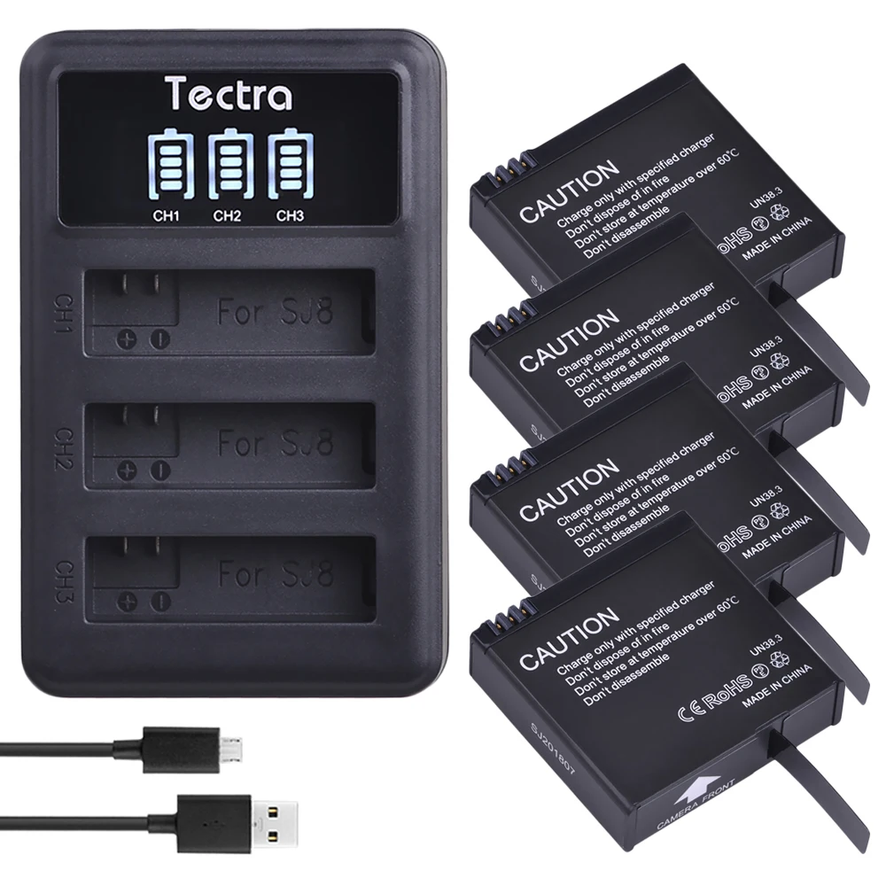 Tectra 4 шт. 1200 мАч 3 8 в оригинальный аккумулятор для камеры + слота USB зарядное