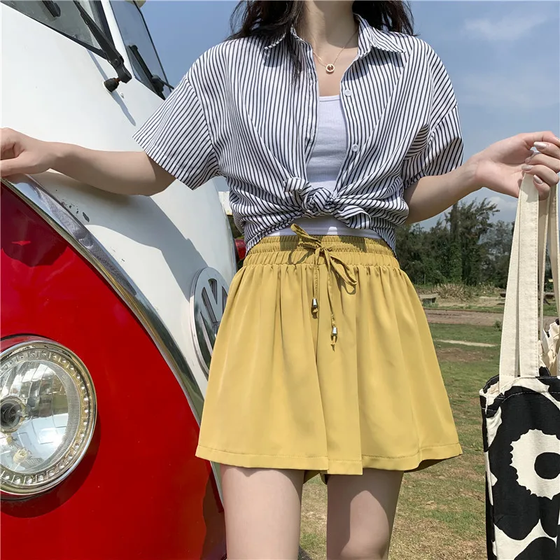 LKlady Summer New Casual Wide-Leg Chiffon Short Female Tide Loose High Waist Wear Students Wild Thin Shorts LKlady Summer New Casual Wide-Leg Chiffon Short Female Tide Loose High Waist Wear Students Wild Thin Shorts