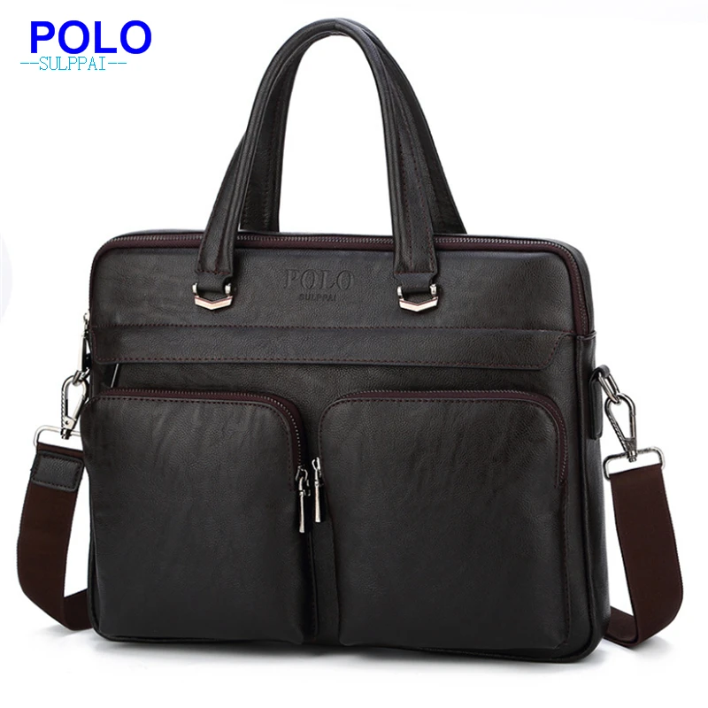 

POLO Sulppai Leather Men Briefcase of High Quality Leather Men Crossbody Bag Men Handbag for Fashion Computer Laptop Bags