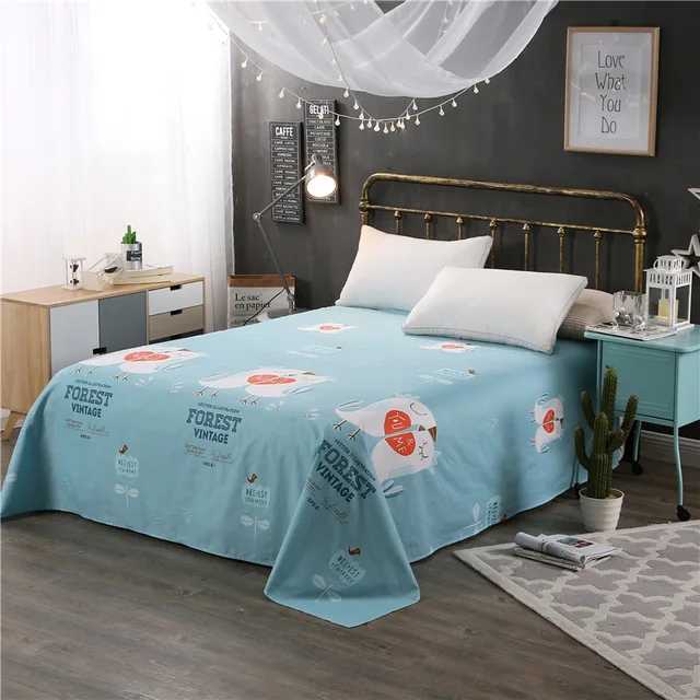 2017 new 100 cotton sheet bed king size flat sheets queen bed drap printed cotton sheets queen