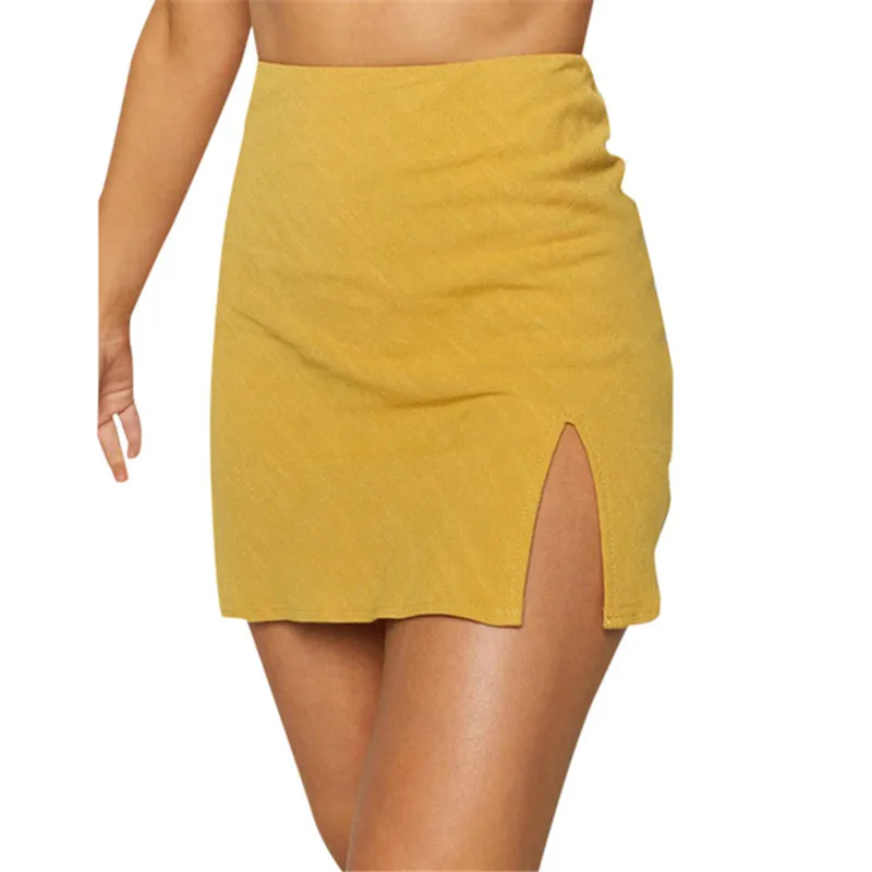 

DORVIVON high waist skirts women summer elegant back zipper skirts feminino sexy casual solid split womens skirts mujer