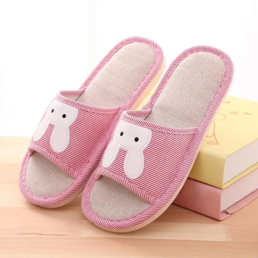 

2018 Natural Flax Home Slippers Indoor Floor Shoes Silent Sweat Slippers For Summer Women Cotton Fabric Household Lover Shoes