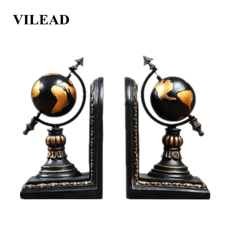 

VILEAD 20cm 2Pcs/Set Resin Book Stand Earth Figurines Study Desktop Globe Model Store Office Table Home Decoration Accessories