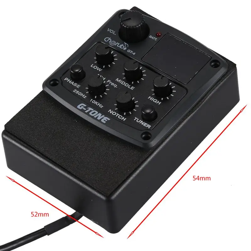 Cherub GT-4 Box EQ Equalizer 3 Band Equalizer Equalizer with Halftone Tuner IF Controlled Piezo Pickup for Folk Guitar