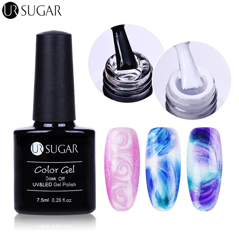 

UR SUGAR 2Pcs White Clear Blossom Gel Polish DIY Nail Art Design Blossom Flowers Color UV Nail Gel Polish Long Lasting Gel