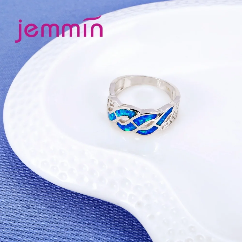 Вечерние кольца в стиле ретро, изысканные 925 пробы серебряные женские ювелирные изделия с крестиком, кольцо с голубым опалом Anillos Bague Femme
