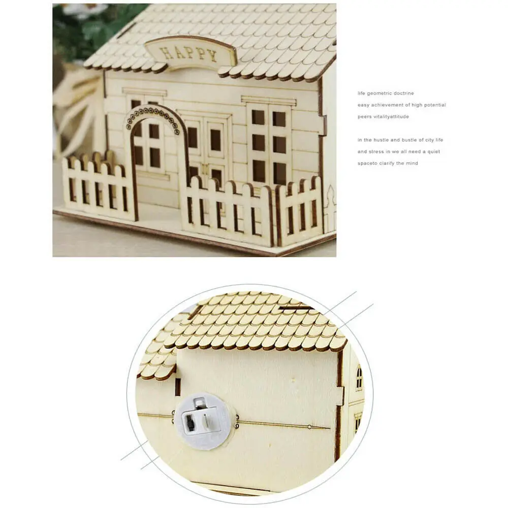 1 шт. Houten Villa Geld сберегающая монетная коробка Huis Bank met Nachtlampje voor Kinderen Speelgoed