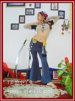 

Lycra cotton Tribal Belly Dance flare Pants with Runched Skirt AD04