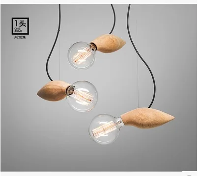 

Personalized Creative Arts Cafe Bar Restaurant Wood Single Head Pendant Light