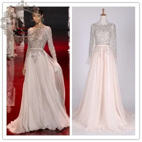 Party Dresses New Fashion Zuhair Murad Evening 2017 Long Party Dresses New Fashion Zuhair Murad Evening 2017 Long Sleeve A Line Chiffon Prom