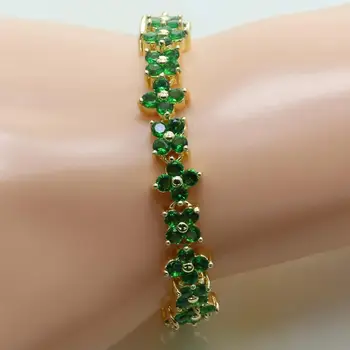 

Otogo Transing Gold ColorGreen Crystal Set Green Cubic Zirconia Stone Wedding Women Lobster Clasp Charm Jewelry Bracelet