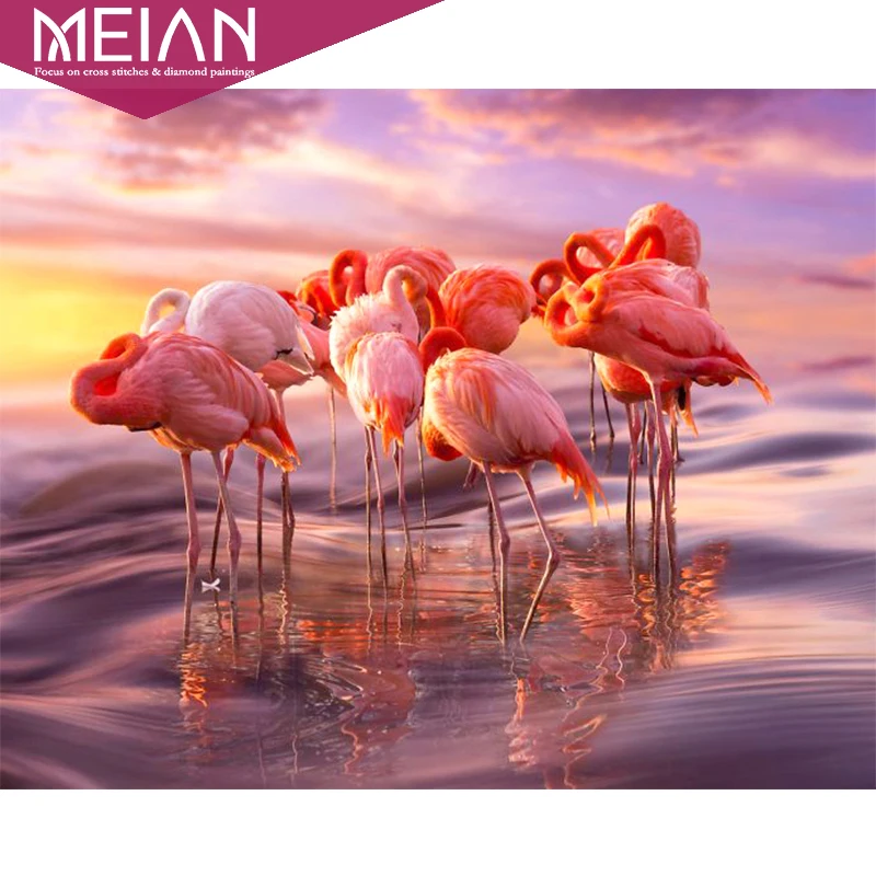 

Meian,5D DIY Diamond Painting Flamingos Diamond Embroidery Cross Stitch Home Decoration dmc needlework mosaic Rhinestone