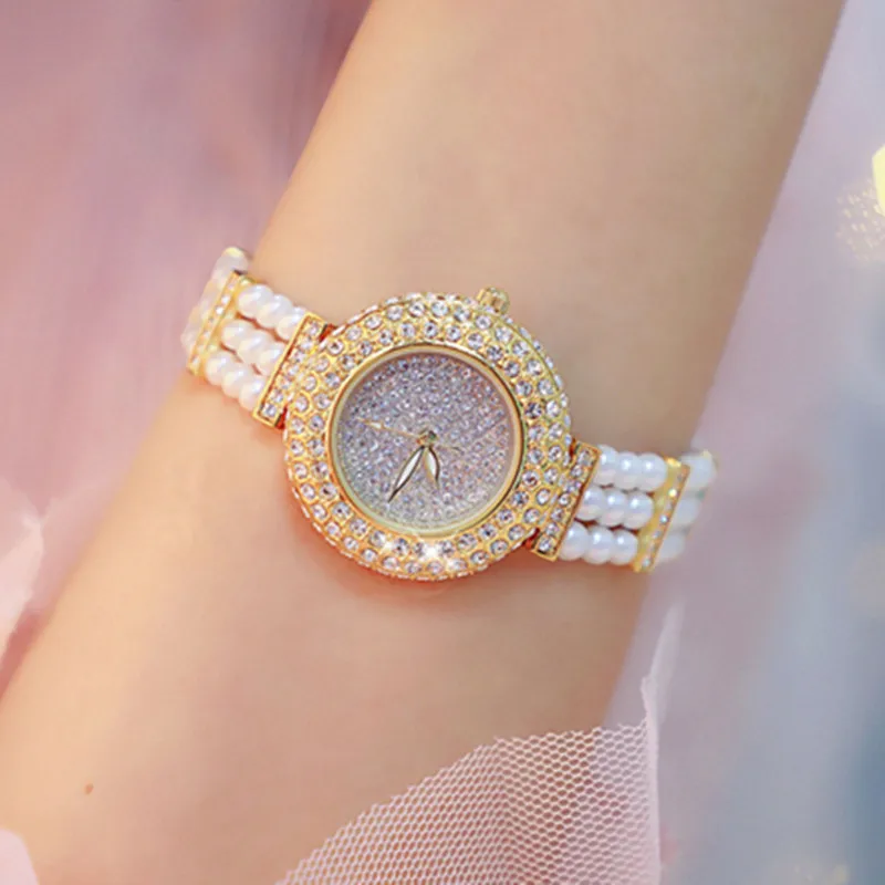 

New Pearl Band Women Watch Woman Rhinestone Casual Quartz Watch Fashion Small Dial Lady Dress Watch relogio dames horloges