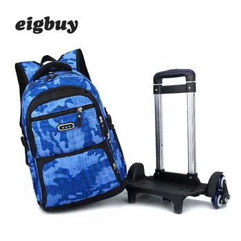 

Kids Boys Girls Trolley School Bag Luggage Backpack Latest Removable Children Backpacks School Bags 2/6 Wheels Stairs