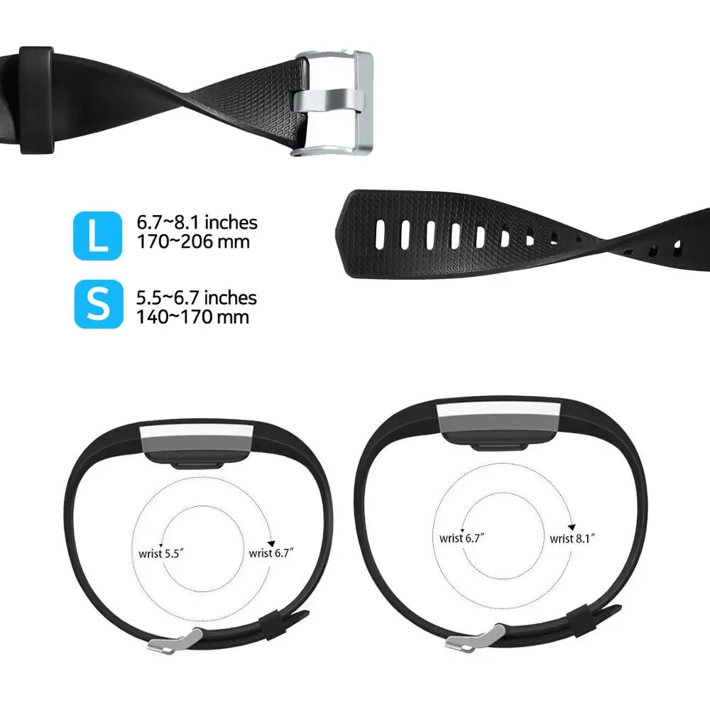 Спортивные силиконовые петля для браслета FitBit Charge 2 ремешок для женщин мужчин Смарт часы браслет с металлической застежкой классические полосы для Charge2