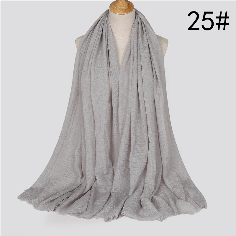 Зимний женский шарф, чистый мягкий хлопок, хиджабы, шарфы для девушек, шали и палантины, Женский пушистый Простой Большой размер, Пашмина бандана - Цвет: 25