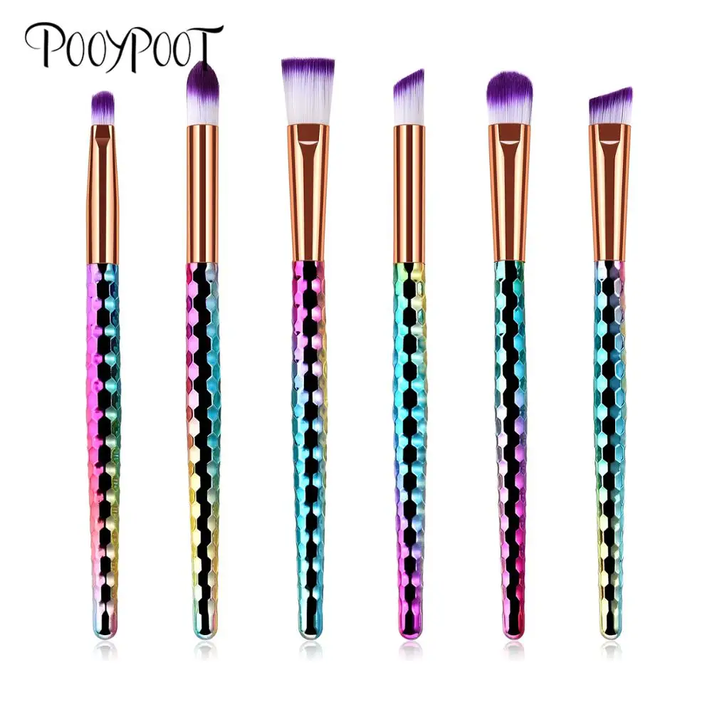 

Pooypoot 6Pcs Eye Makeup Brushes Brochas Maquillaje Rainbow Eyebrow Eyeshadow Make Up Brushes Pincel Maquiagem Cosmetic Tools
