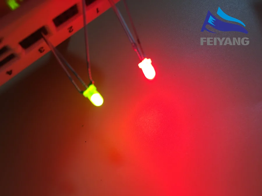 

1000pcs LED 3mm Round Diffused Red&Green two Color Common Anode LED Diode Light Emitting Diode RED/YELLOW GREEN R-YG Bi-color