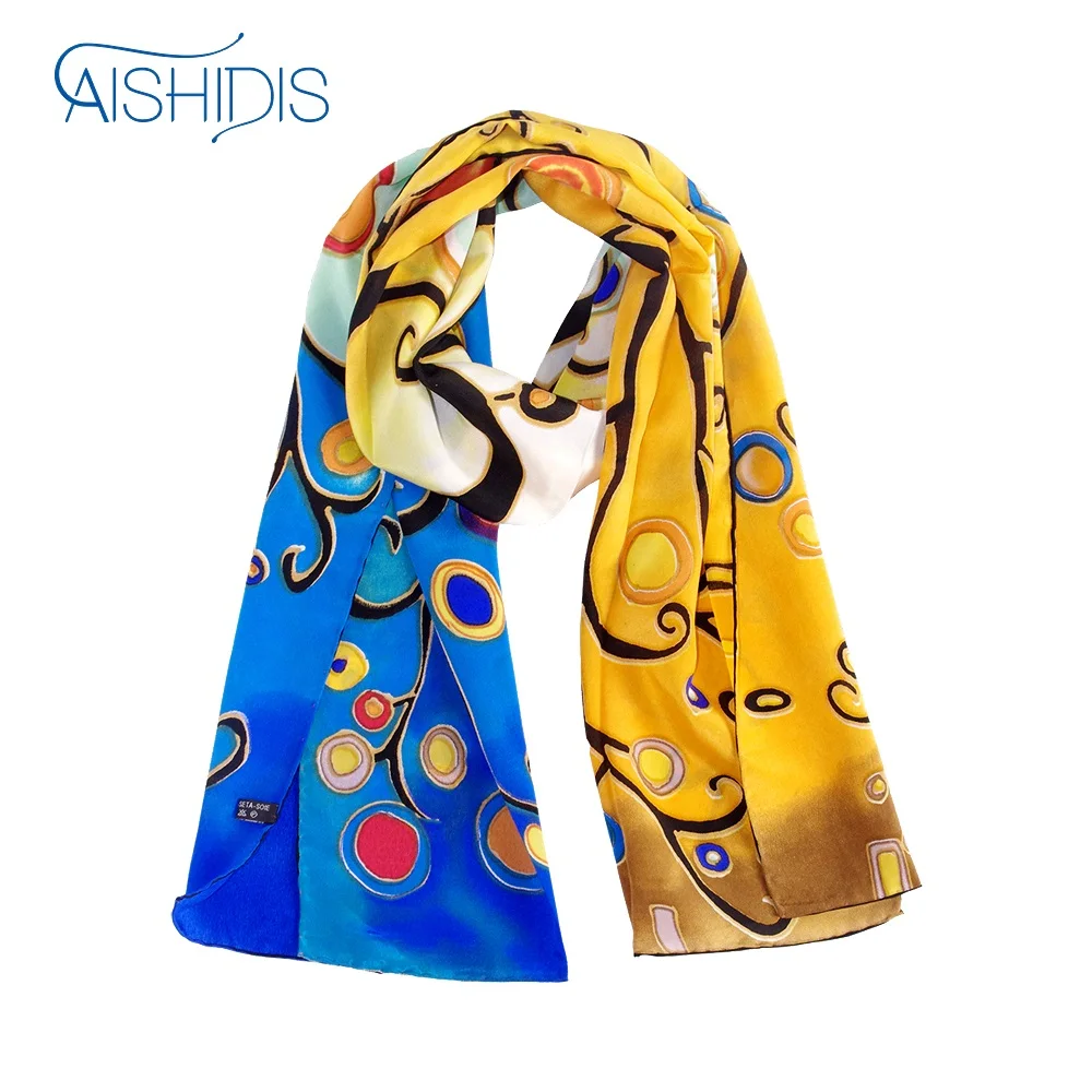 

Fashion New Brand Long Silk Scarf Oil Painting Arts Wraps & Shawls Small Circles Tree Prints Office Lady Use