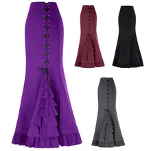 Лидер продаж продукты Женская Мода Твердые юбки для женщин Винтажная повязка русалка юбка кружево-upruffles Макси собирается lunga