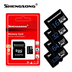 SHENGSONG ultra micro SD карта памяти 16 ГБ 32 ГБ SDHC карта памяти 64 Гб 128 ГБ SDXC UHS-1 cartao de memoria с адаптером