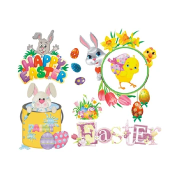 

Happy Easter Removable Easter Bunny Wall Paper 3D PVC Sticker Puzzle Series Early Learning Education Toys for Children Kids Room