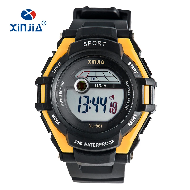 Shockresist цифровые часы для Для мужчин спортивные 50 м Водонепроницаемый Платье для улицы детская Подсветка Сигнализация Секундомер час - Цвет: 0131 Black yellow