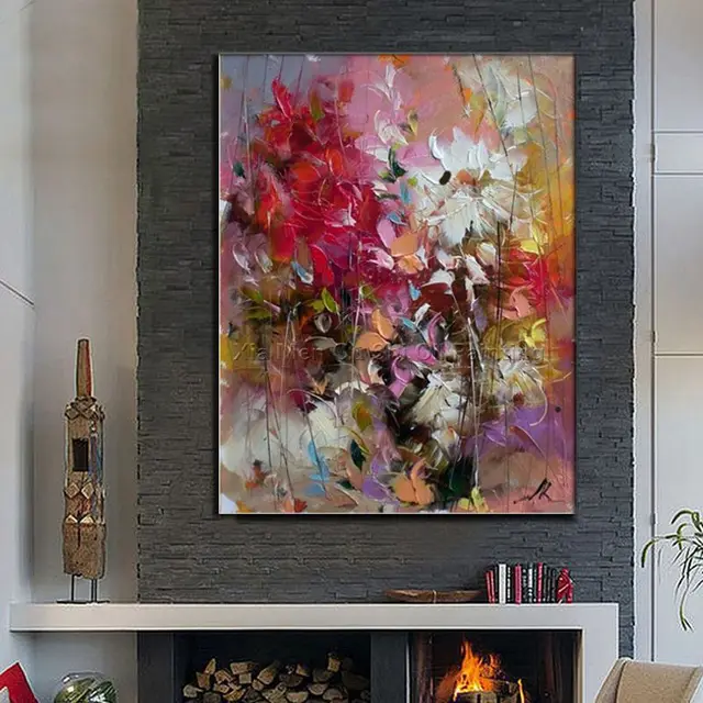 Online 100 Hand Painted Fl Purple Abstract Oil Online 100 Hand Painted Fl Purple Abstract Oil Painting Modern Wall Art Living Room No Frame Picture Home Decoration Aliexpress