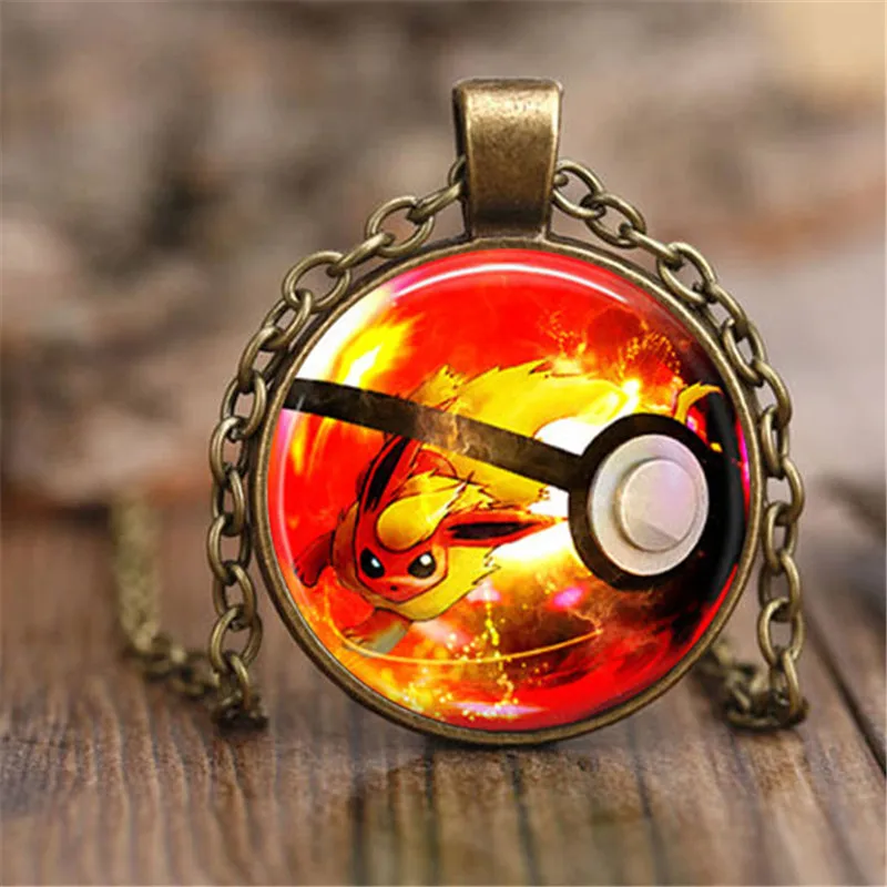 Flareon ожерелье eveelution кулон Милые ювелирные изделия PIKACHU девушки стекло кабошон