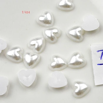 

FLTMRH 50pcs 7mm Heart Flat Back Cabochon Beads Half Pearl Beads Decoration Nail Art DIY Jewelry Making