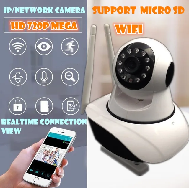 HD 720P Infrared TF memory Card wireless ip Camera Wifi PT P2P CCTV IR